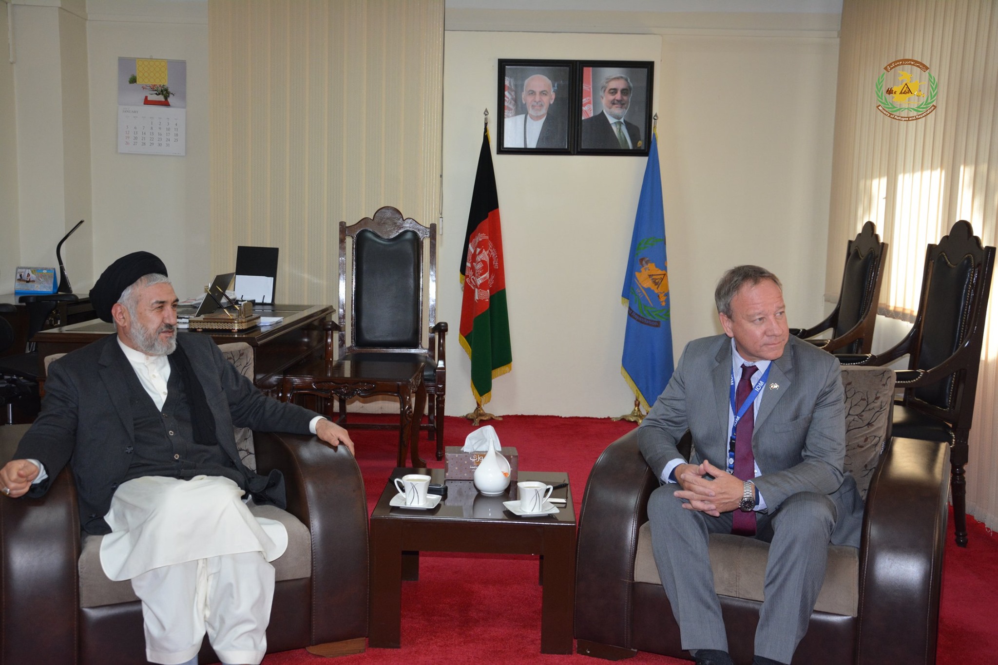 وزیر امور مهاجرین وعودت کنندگان بارییس جدیدالتقررسازمان بین المللی مهاجرت درافغانستان ملاقات نمود